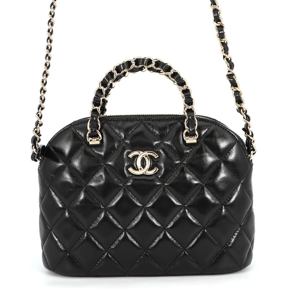 Chanel Chain Shoulder Bag Matelassé Handbag Shiny Lambskin AS5130 CHANEL 2-wa...